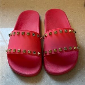 Valentino Rockstud Rubber Slide Sandals